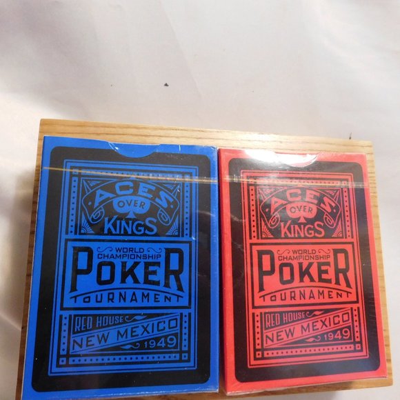 Aces Over Kings Two Decks of Poker Cards in Wood Box Sealed Decks - Picture 6 of 8